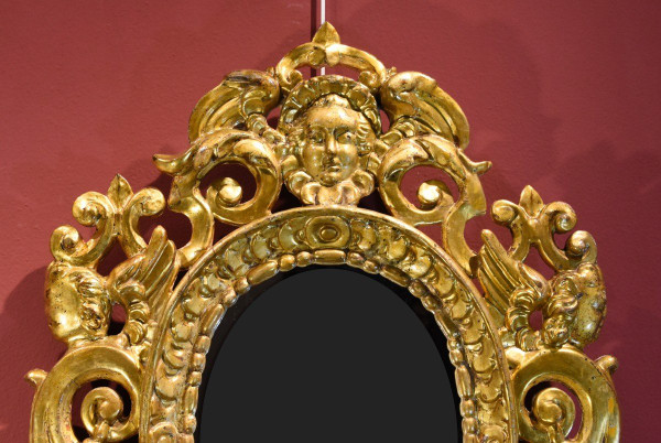 Pair Of Carved And Gilded Mirror Cabinets 'in The Manner Of Sansovino', Venice 18th Century