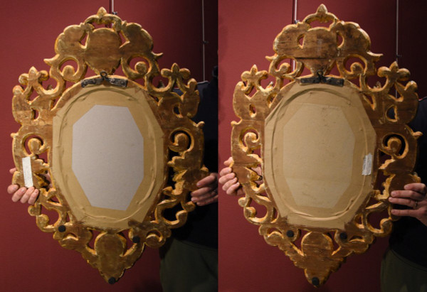 Pair Of Carved And Gilded Mirror Cabinets 'in The Manner Of Sansovino', Venice 18th Century