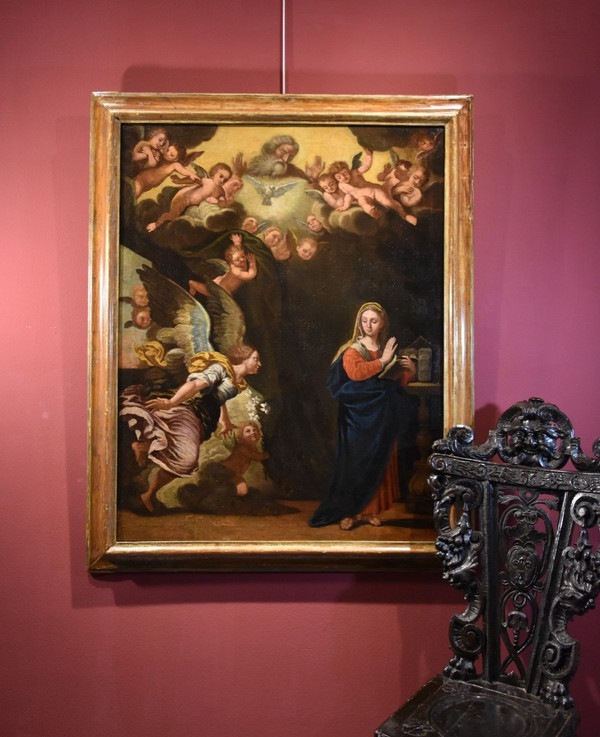 L'Annonciation, Girolamo Bonini, Dit Anconitano (Ancône 1600 - Bologne 1680 c.)