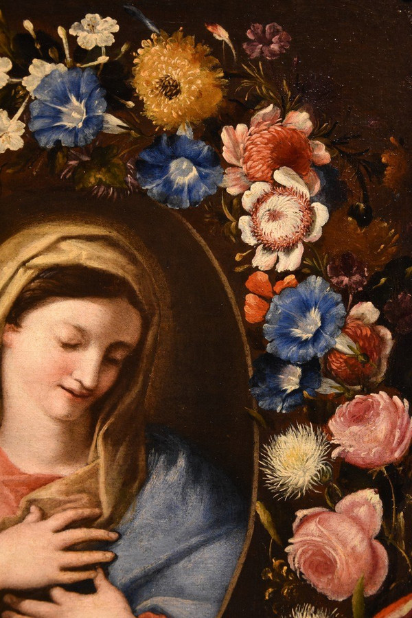 Blumengirlande Mit Porträt Der Jungfrau Maria, Francesco Trevisani E Nicolò Stanchi