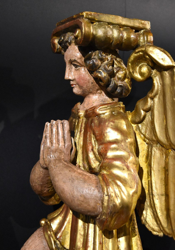 'Paire d'Anges AilÃ©s', Sculptures En Bois Toscane XVIIe SiÃ¨cle