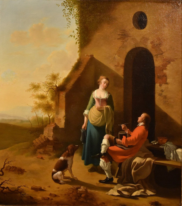 Galante Szene am Eingang eines Gasthauses, Jan Vermeer von Utrecht (schoonhoven 1630 - 1692) Follower