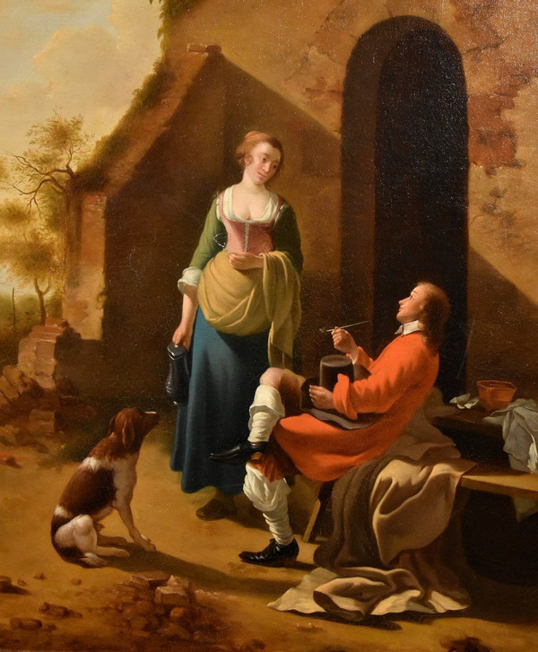 Galante Szene am Eingang eines Gasthauses, Jan Vermeer von Utrecht (schoonhoven 1630 - 1692) Follower