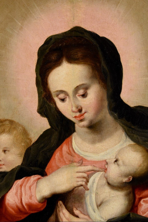Vierge à l'Enfant Avec Trois Anges, Hendrick Van Balen (anvers 1575 - 1632) Atelier De