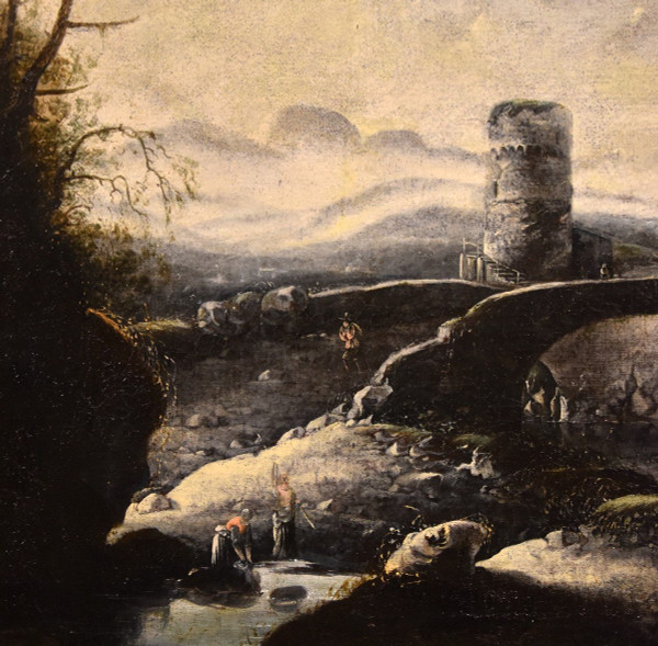 Paysage d'Hiver Fantastique Avec Pont, Hans De Jode (la Haye 1630 - Vienne 1663)