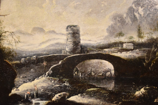 Paysage d'Hiver Fantastique Avec Pont, Hans De Jode (la Haye 1630 - Vienne 1663)