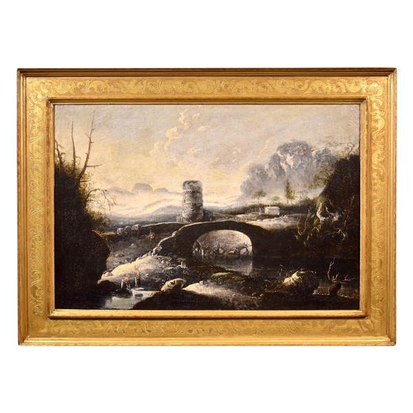 Paysage d'Hiver Fantastique Avec Pont, Hans De Jode (la Haye 1630 - Vienne 1663)