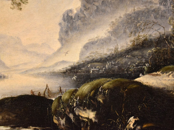 Hans De Jode (la Haye 1630 - Vienne 1663), Paysage d'Hiver Avec Lac Et Ville Sur Les Rives