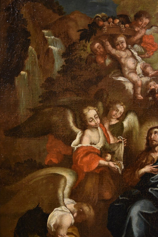Christ Entouré d'Anges Dans Le Désert, Pietro Da Cortona (cortone 1597 - Rome 1669) Cercle De
