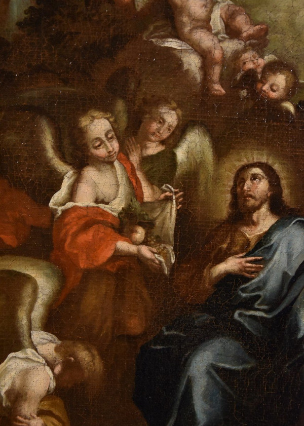 Christ Entouré d'Anges Dans Le Désert, Pietro Da Cortona (cortone 1597 - Rome 1669) Cercle De