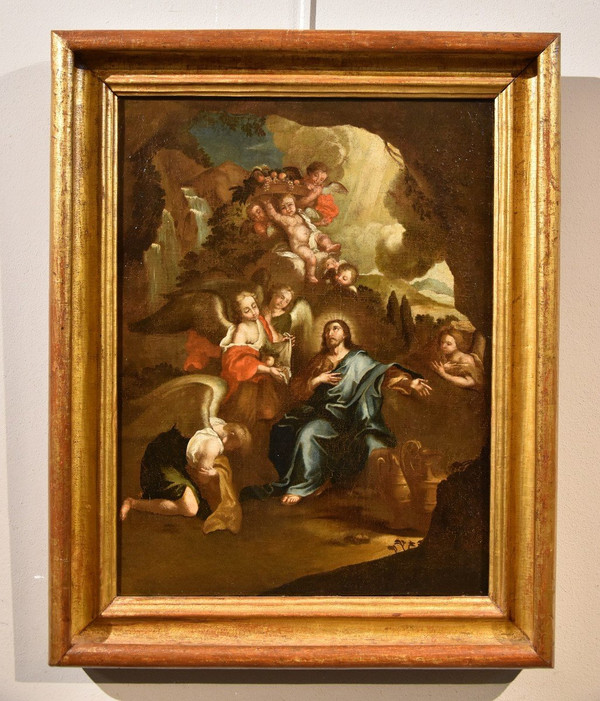 Christ Entouré d'Anges Dans Le Désert, Pietro Da Cortona (cortone 1597 - Rome 1669) Cercle De
