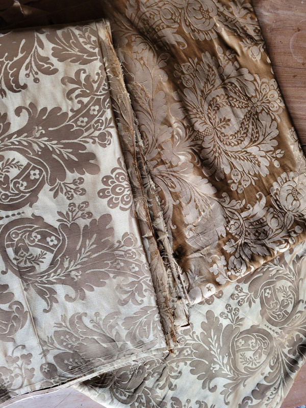 3 damask lengths, late 19th century period