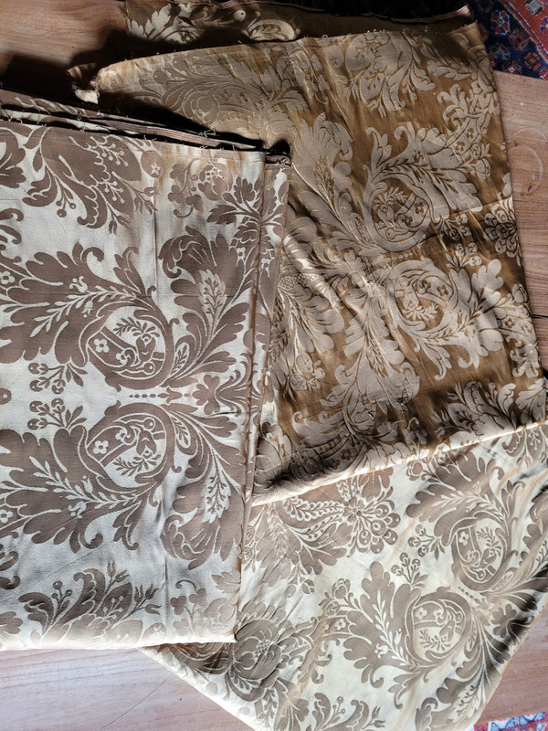 3 damask lengths, late 19th century period