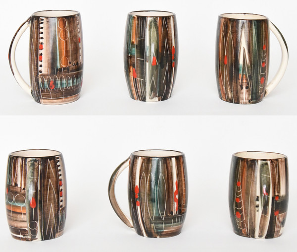 Servizio vintage di aranciata in ceramica della manifattura "Fenice" di Albisola (Italia)