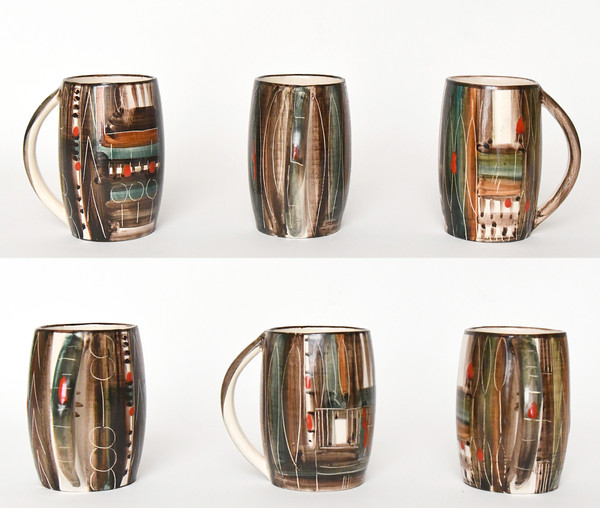 Servizio vintage di aranciata in ceramica della manifattura "Fenice" di Albisola (Italia)