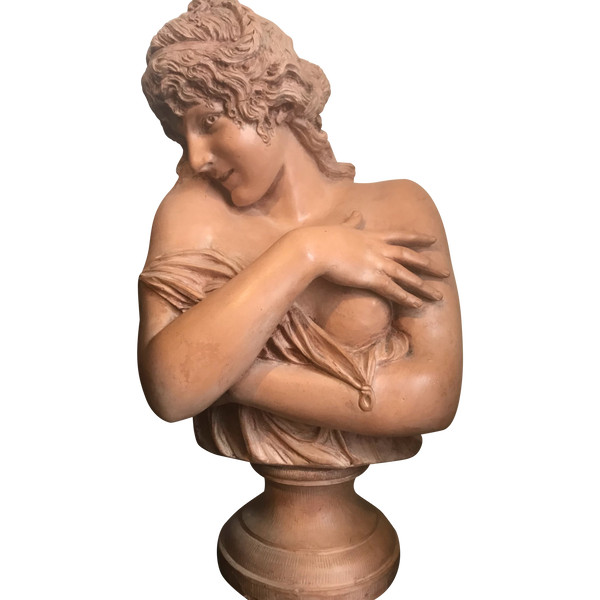 La Pudeur, Terrakotta signiert Houdon