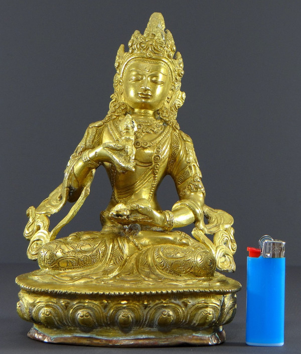 Tibet, Fine XIX Secolo-inizi XX Secolo, Statua Di Tara In Bronzo Dorato.