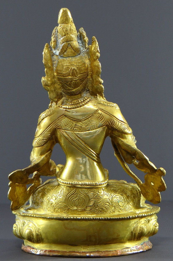 Tibet, Fine XIX Secolo-inizi XX Secolo, Statua Di Tara In Bronzo Dorato.