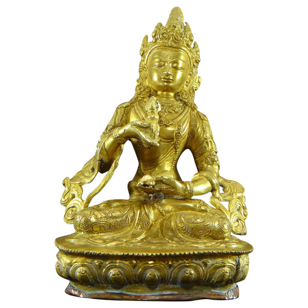 Tibet, Fine XIX Secolo-inizi XX Secolo, Statua Di Tara In Bronzo Dorato.