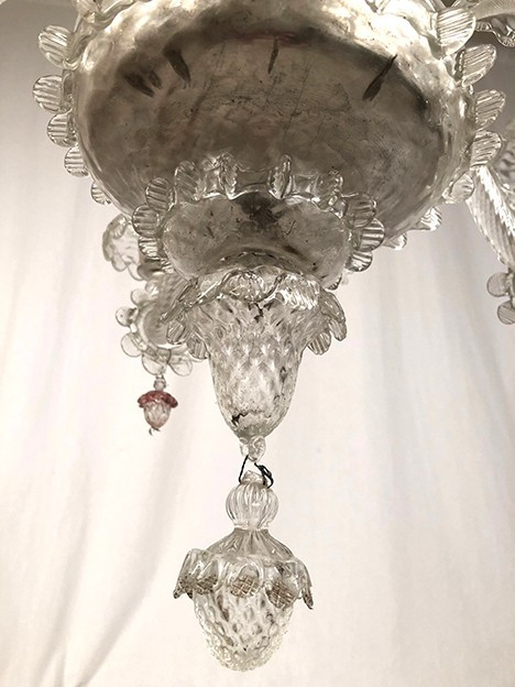 Lampadario in vetro di Murano a quattro bracci di luce, fine '800