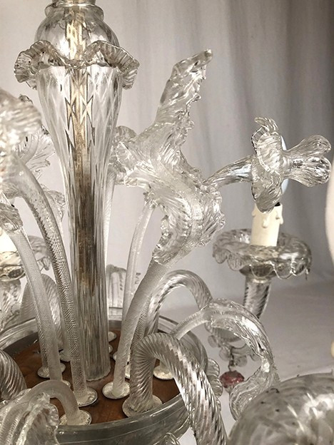 Lampadario in vetro di Murano a quattro bracci di luce, fine '800