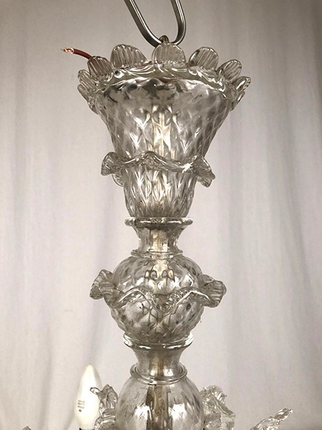 Lampadario in vetro di Murano a quattro bracci di luce, fine '800