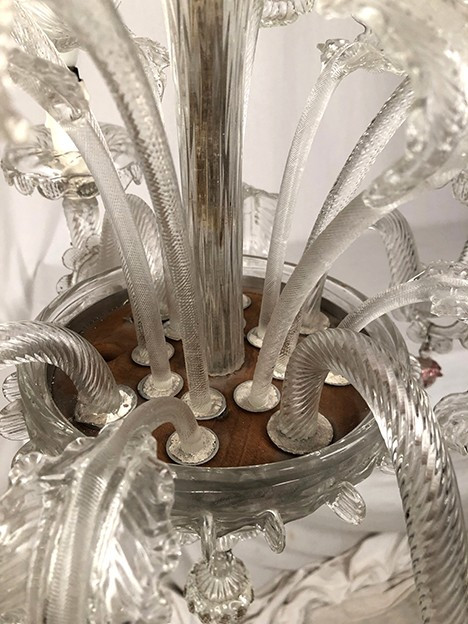 Lampadario in vetro di Murano a quattro bracci di luce, fine '800
