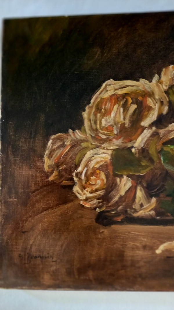 Öl auf Leinwand Rosenstrauß/ XX.