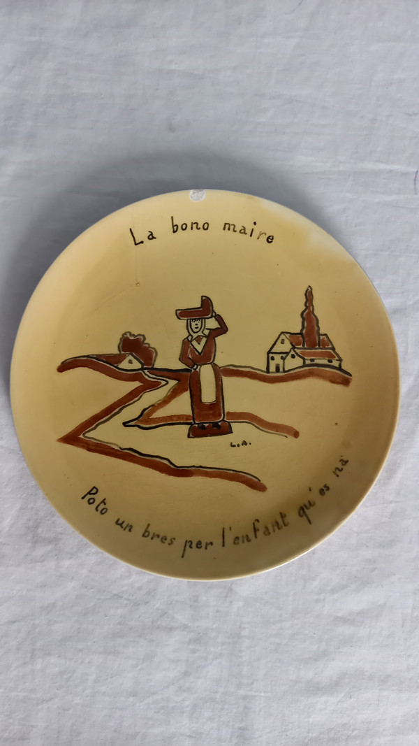 Plates Aubagne earthenware 20th century