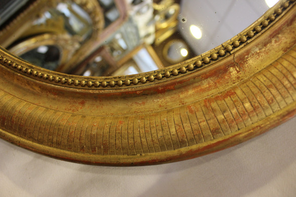 Louis Philippe Oval Mirror, Engraved Original Gold Leaf 64 X 74 Cm