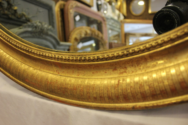 Louis Philippe Oval Mirror, Engraved Original Gold Leaf 64 X 74 Cm