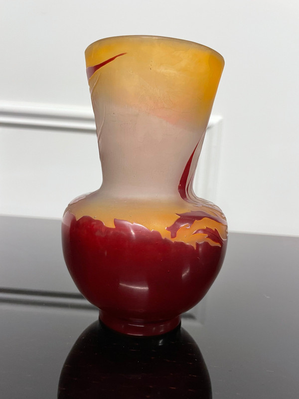 Etablissement Gallé - Vase Gallé Aux Algues Marines H: 14 Cm Epoque Art Nouveau