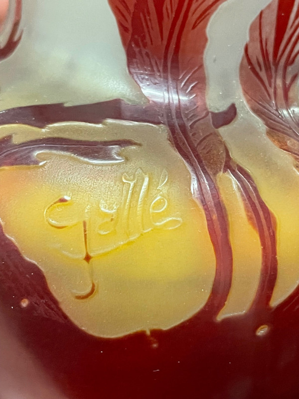 Etablissement Gallé - Vase Gallé Aux Algues Marines H: 14 Cm Epoque Art Nouveau