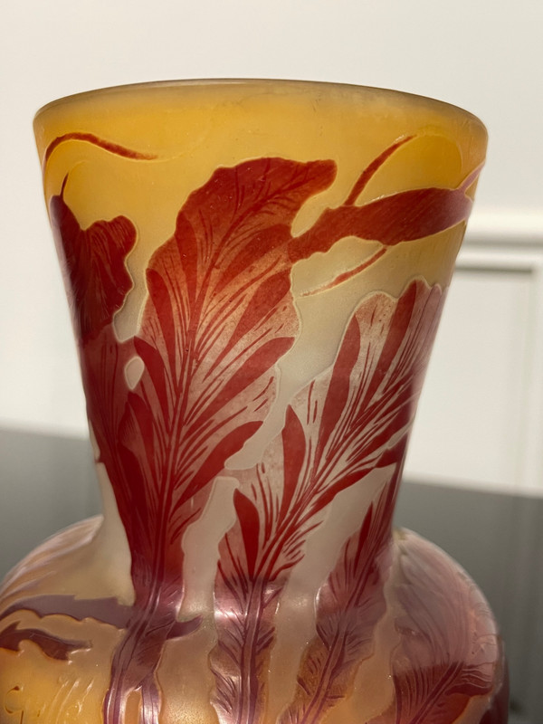 Etablissement Gallé - Vase Gallé Aux Algues Marines H: 14 Cm Epoque Art Nouveau