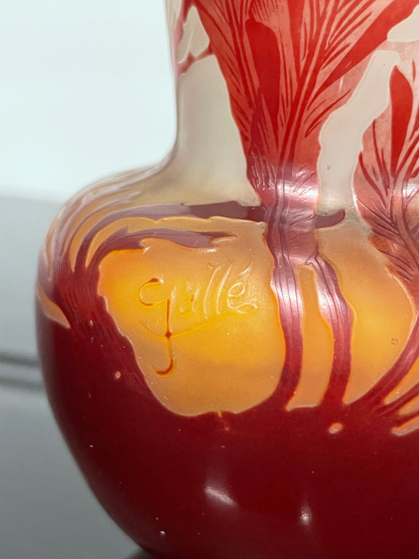 Etablissement Gallé - Vase Gallé Aux Algues Marines H: 14 Cm Epoque Art Nouveau