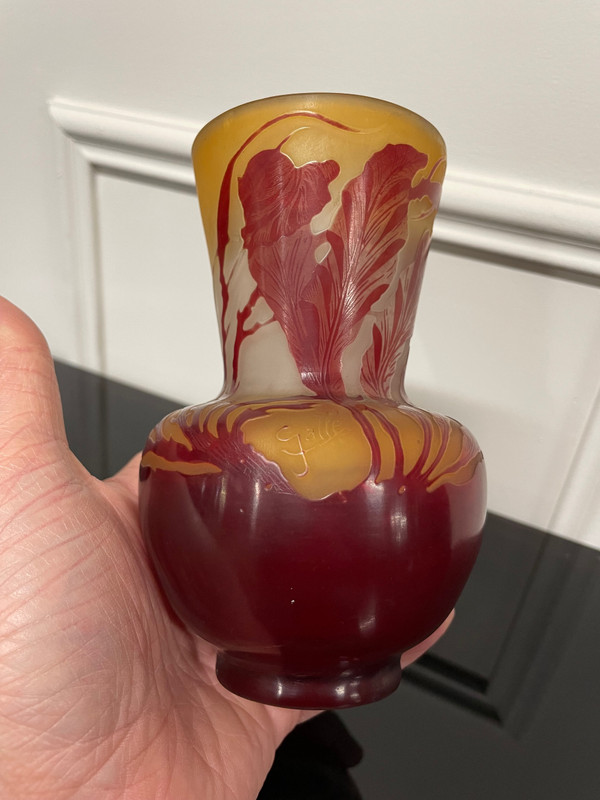 Etablissement Gallé - Vase Gallé Aux Algues Marines H: 14 Cm Epoque Art Nouveau