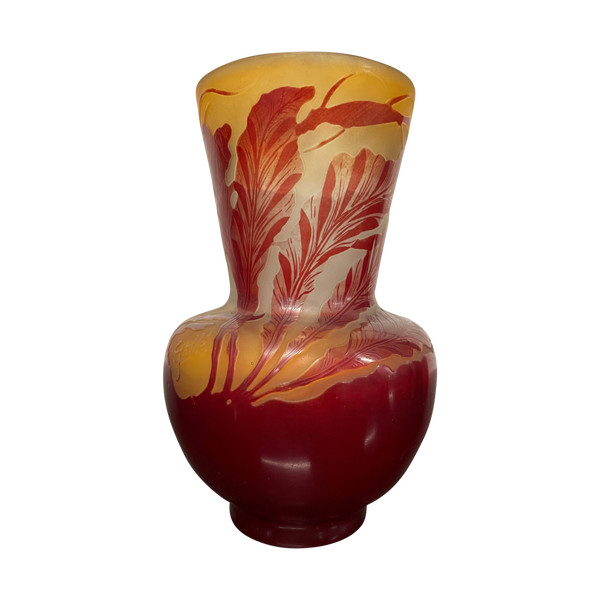 Etablissement Gallé - Vase Gallé Aux Algues Marines H: 14 Cm Epoque Art Nouveau
