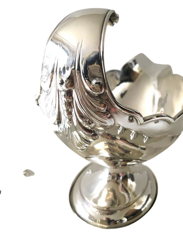 Silver sauceboat in the shape of a shuttle, 19th century