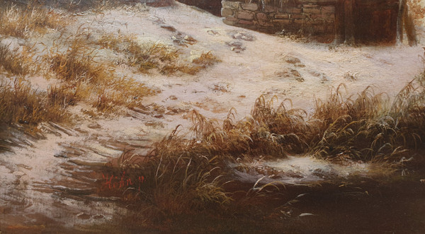 Georg HÖHN Paesaggio innevato tedesco Pittore romantico del XIX secolo