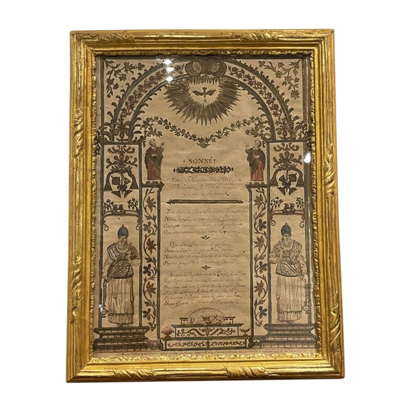 Illuminazione della fine del XVIII secolo - Cornice in foglia d'oro