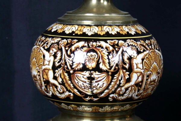 Coppia di lampade Gien, non elettrificate, XIX secolo