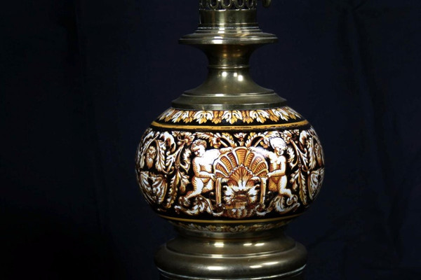 Coppia di lampade Gien, non elettrificate, XIX secolo