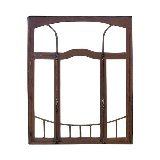 Antique Art Deco Oak Window Bay Door Glass Partition Doors