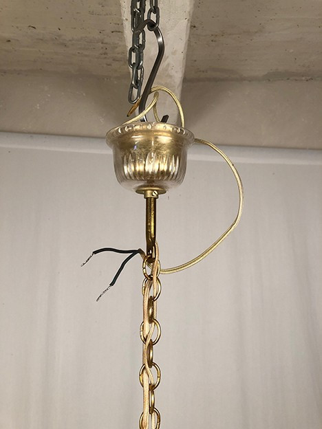 Lampadario a cinque luci, metallo dorato, fine XIX secolo