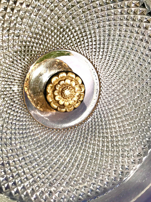Coupe centre de table en cristal et bronze doré 