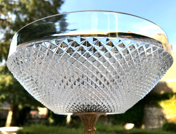 Coupe centre de table en cristal et bronze doré 