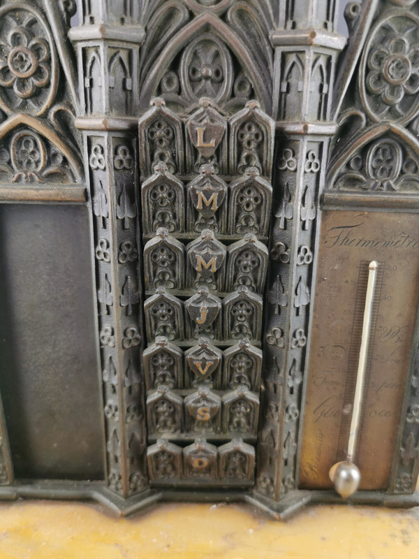 Neo-Gothic Bronze Semainier 19th Century