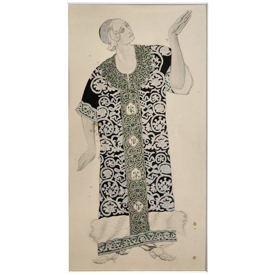 Léon BAKST - Costume pour Ivan Le Terrible, 1911 - Lithographie réhaussée