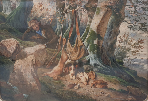 A. GUILLAUME (active in the 1830s) - Landscape and game