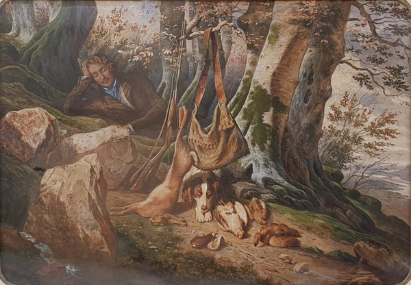 A. GUILLAUME (active in the 1830s) - Landscape and game